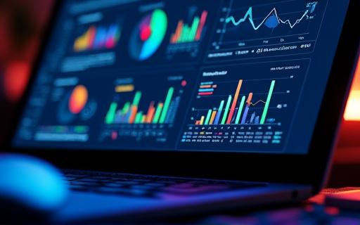 A screen showing a live analytics dashboard with multiple graphs.